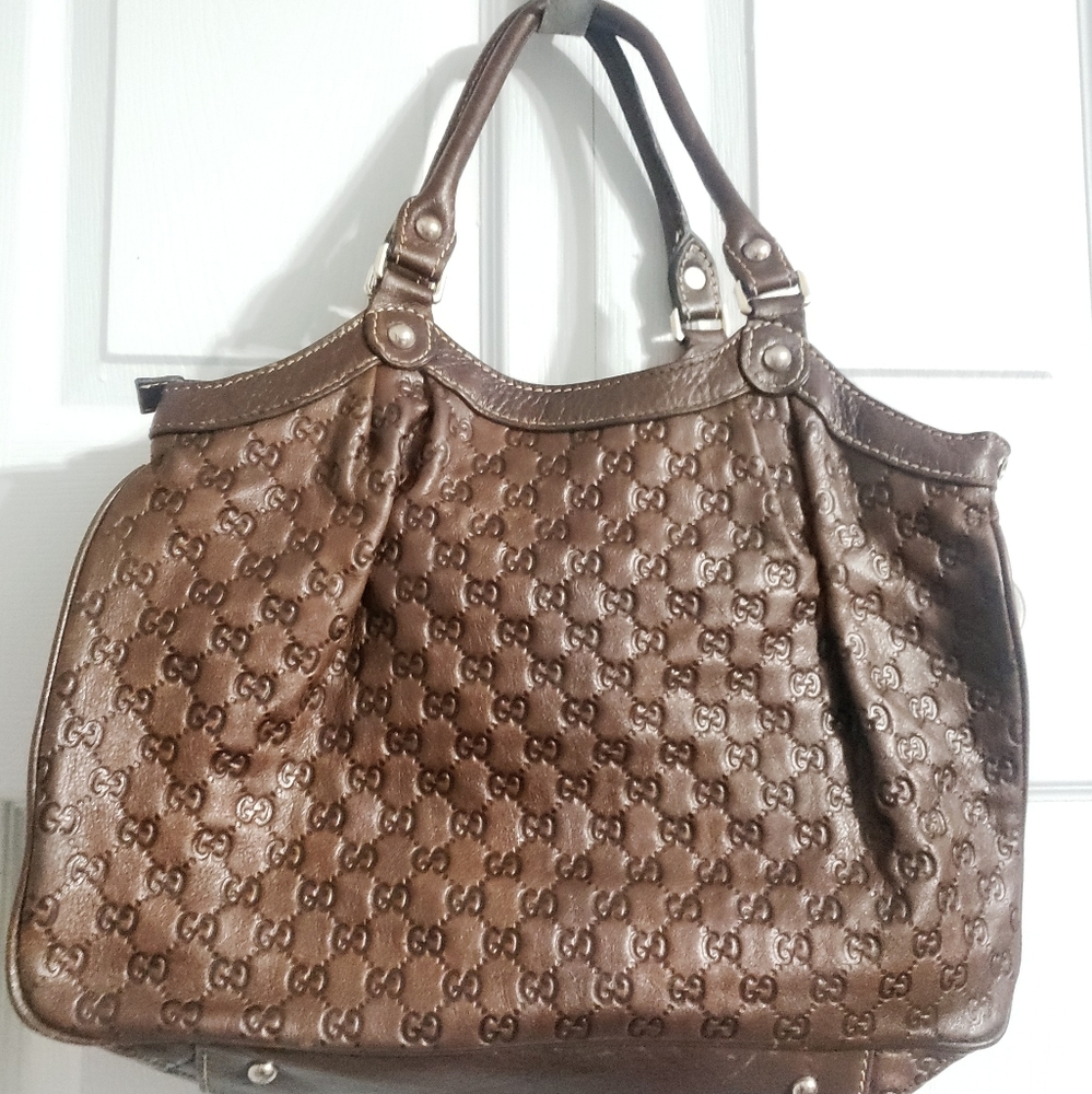 Gucci Vintage leather tote large shoulder Bag - Picture 3 of 12